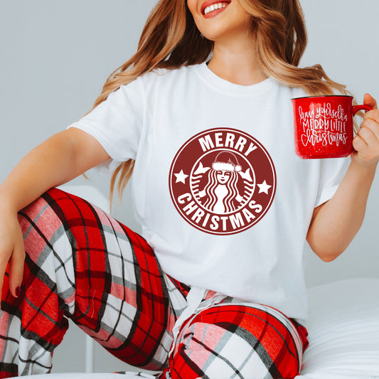 Merry Christmas Coffee Womens Graphic T-shirt