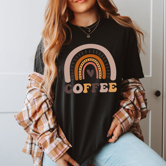 Rainbow Boho Coffee Womens Graphic T-shirt